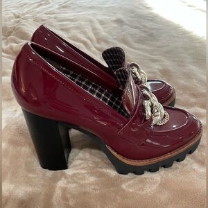 ANTONIO MELANI Burgundy Patent Leather platform loafers